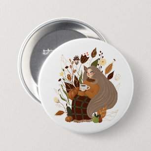 Cosy Autumn Girl 7.5 Cm Round Badge