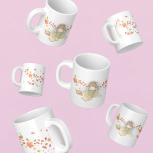 Cosy Autumn Girl with Tea Large Coffee Mug