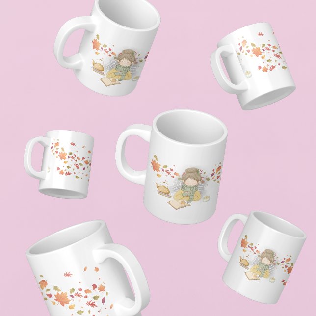 Cosy Autumn Girl with Tea Large Coffee Mug (Creator Uploaded)