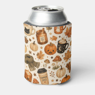 Cosy Autumn Halloween Pumpkin Spice Fall Mushrooms Can Cooler