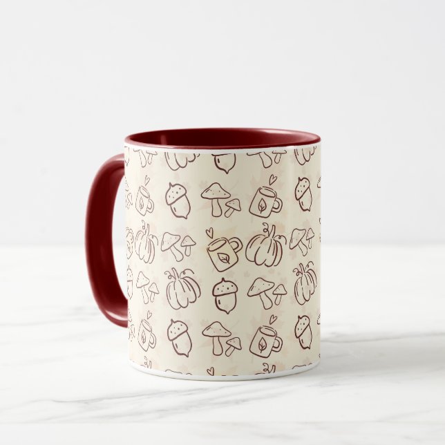 Cosy Autumn Harvest Doodle Pattern Mug (Front Left)