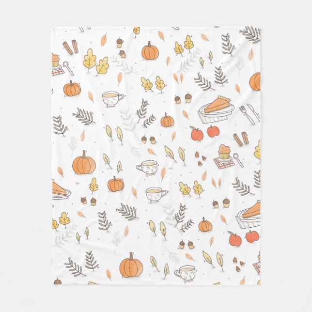 Cosy Autumn Harvest Fleece Blanket (Front)