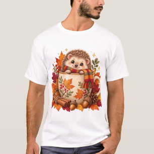 Cosy Autumn Hedgehog Coffee Cup T-Shirt