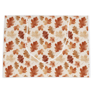 Cosy Autumn Leaf Pattern Large Gift Bag