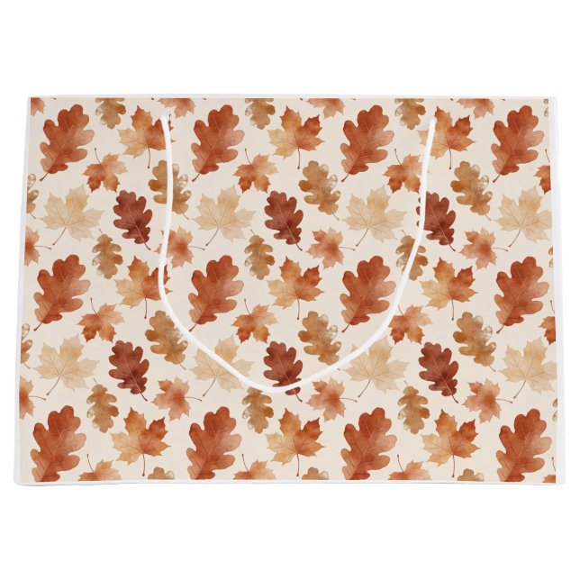 Cosy Autumn Leaf Pattern Large Gift Bag (Front)