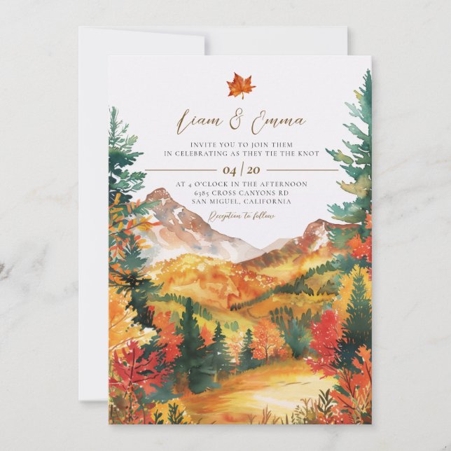 Cosy Autumn Leaf Wedding Invitation (Front)