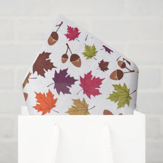 Cosy Autumn Leaves and Acorns Fall Pattern Tissue Paper