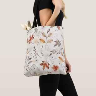 Cosy Autumn Leaves Botanical Print Tote Bag