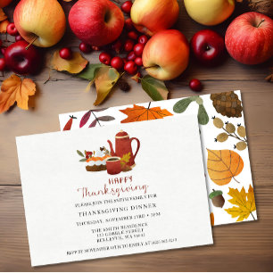  Cosy Autumn Leaves Thanksgiving Dinner Party Invitation