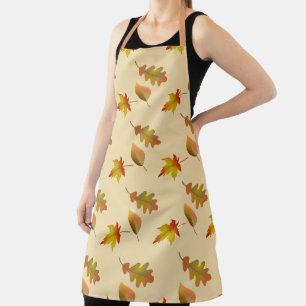 Cosy autumn maple leaves oak leaves apron