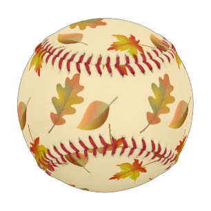 Cosy autumn maple leaves oak leaves  baseball