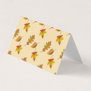 Cosy autumn maple leaves oak leaves business card