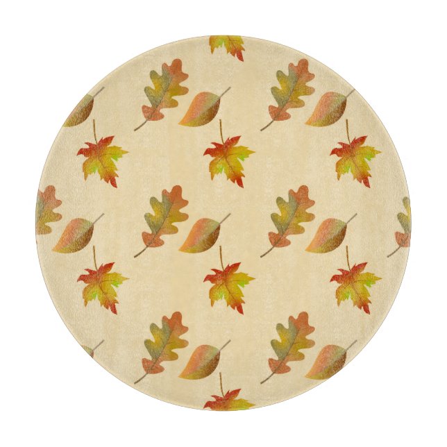 Cosy autumn maple leaves oak leaves  cutting board (Front)