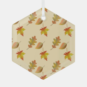 Cosy autumn maple leaves oak leaves glass tree decoration
