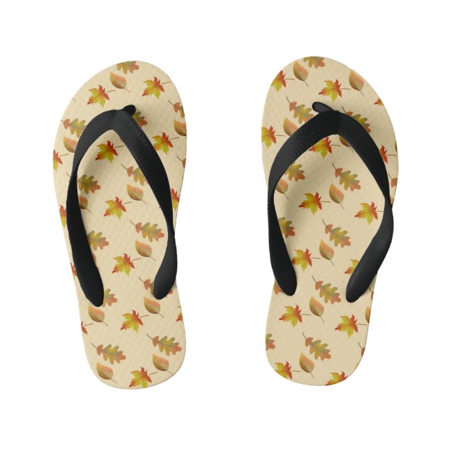 Cosy autumn maple leaves oak leaves  kid's jandals (Footbed)