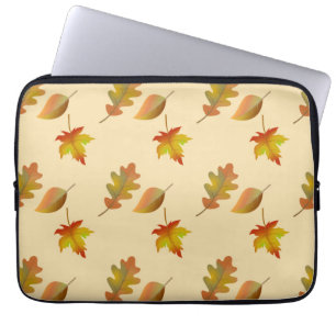 Cosy autumn maple leaves oak leaves laptop sleeve