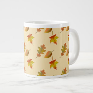 Cosy autumn maple leaves oak leaves large coffee mug