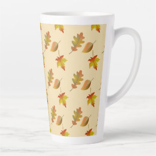 Cosy autumn maple leaves oak leaves latte mug