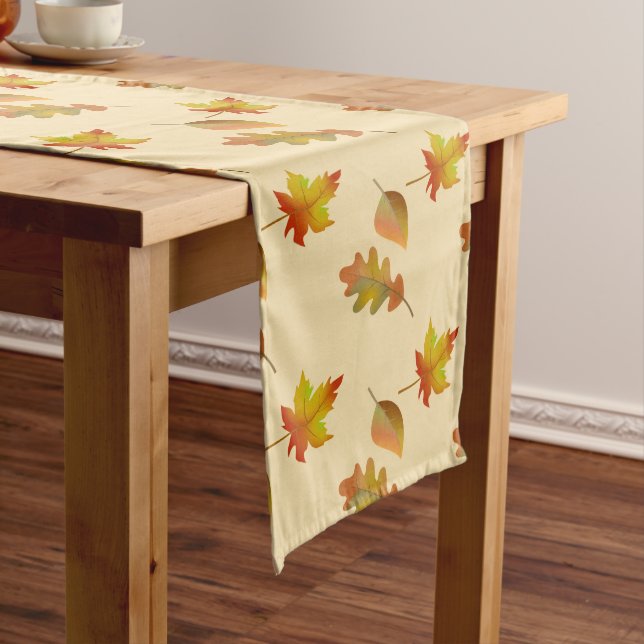 Cosy autumn maple leaves oak leaves  long table runner (In Situ)