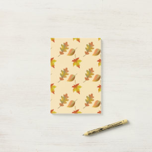 Cosy autumn maple leaves oak leaves post-it notes