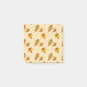 Cosy autumn maple leaves oak leaves post-it notes