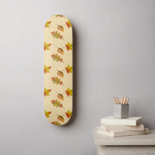 Cosy autumn maple leaves oak leaves skateboard