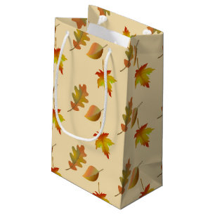 Cosy autumn maple leaves oak leaves  small gift bag