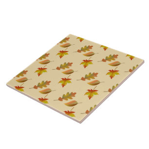 Cosy autumn maple leaves oak leaves tile