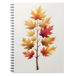 Cosy Autumn Maple Tree Watercolor Spiral Notebook