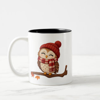 Cosy Autumn Owl Coffe Two-Tone Coffee Mug