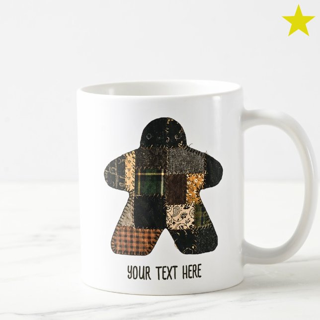 Cosy Autumn Patchwork Quilt Meeple Board Game Coffee Mug (Creator Uploaded)