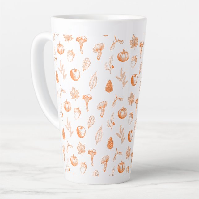 Cosy Autumn Pattern Latte Mug (Left Angle)