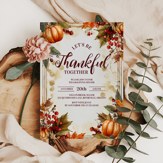 Cosy Autumn Pumpkin Harvest Thanksgiving Dinner Invitation (Creator Uploaded)
