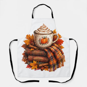 Cosy Autumn Pumpkin Latte Books Design Apron