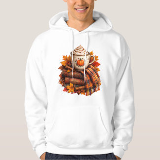 Cosy Autumn Pumpkin Latte Books Design Hoodie