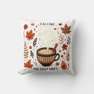 Cosy Autumn Pumpkin Spice & Fall Leaves Vibes Cushion