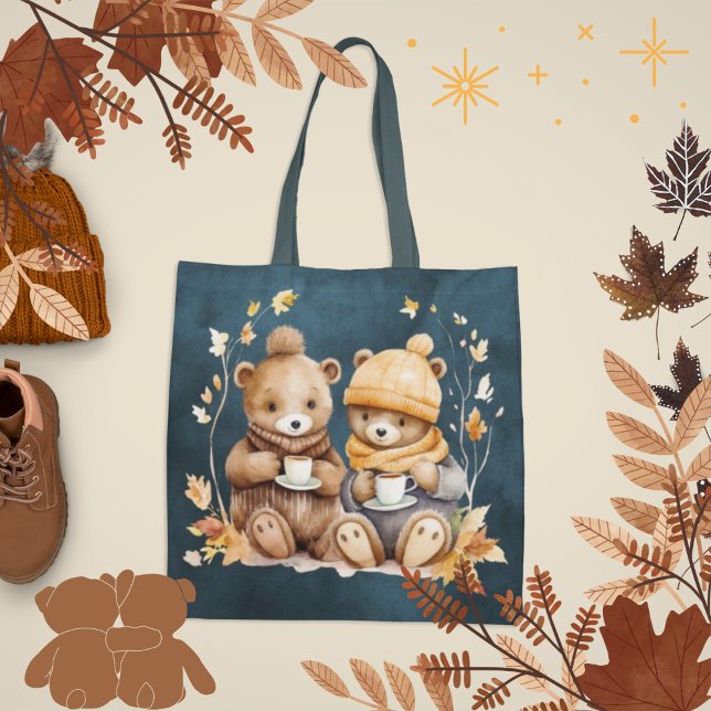 Cosy Autumn Teddy Bear Tote Bag (Creator Uploaded)