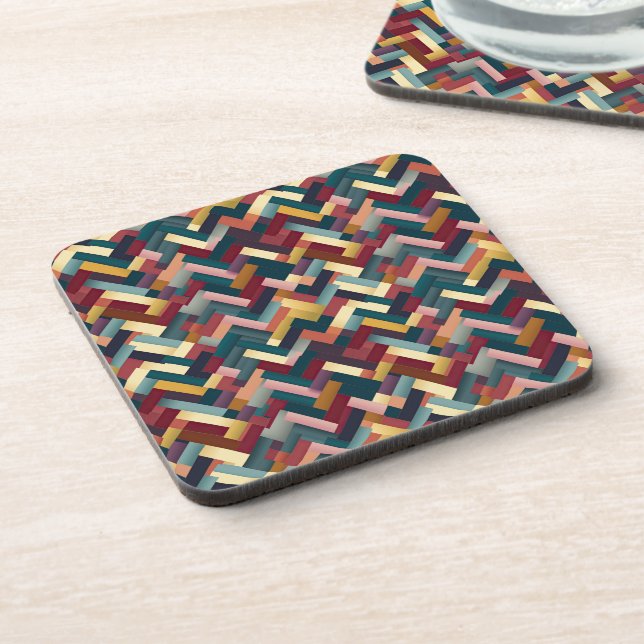 Cosy Autumn Tones Weave Pattern Coaster (Left Side)