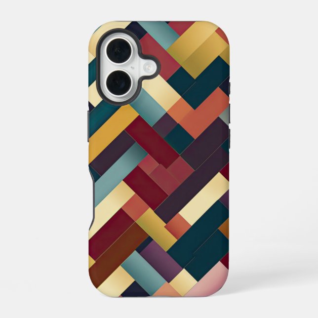 Cosy Autumn Tones Weave Pattern iPhone 16 Case (Back)