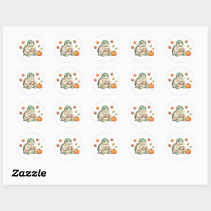 Cosy Autumn Turtle Kawaii Pumpkin Spice Latte Classic Round Sticker