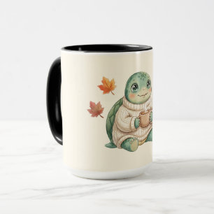 Cosy Autumn Turtle Kawaii Pumpkin Spice Latte Mug