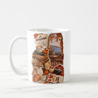 Cosy Autumn Vibes – Aesthetic Fall Sticker Coffee Mug