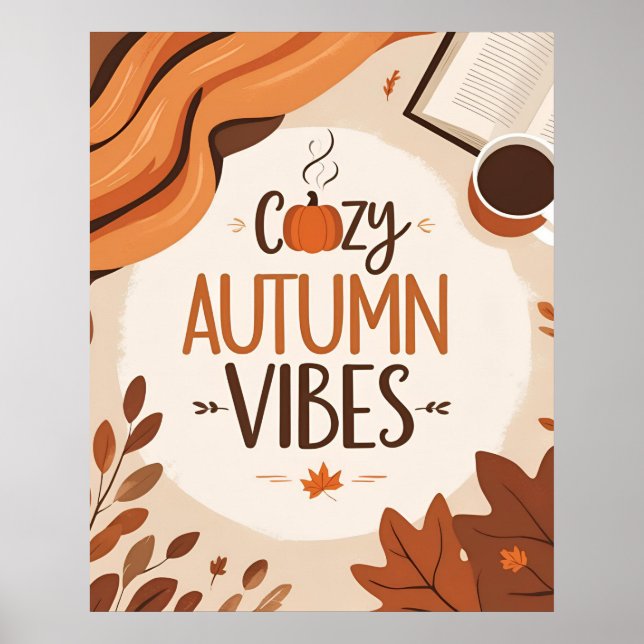 Cosy Autumn Vibes – Minimalist Flat Design Poster (Front)