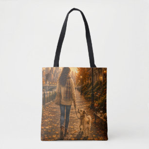 Cosy Autumn Walk with My Best Friend Tote Bag