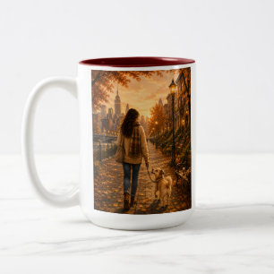 Cosy Autumn Walk with My Best Friend Two-Tone Coffee Mug