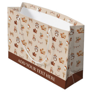 Cosy Autumn Watercolor Pattern Large Gift Bag