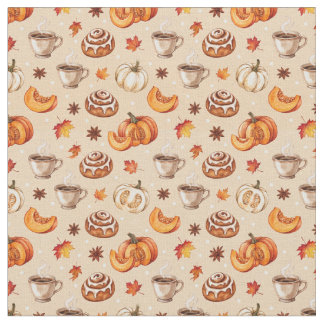 Cosy Autumn Watercolor Seamless Pattern Fabric