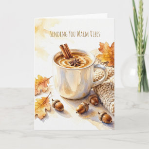 Cosy Autumn Wishes Latte Water Folded Greeting Card