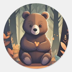 Cosy Baby Bear Classic Round Sticker