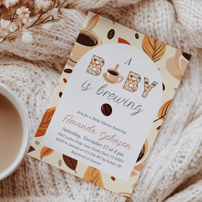Cosy Baby is Brewing Coffee Themed Baby Shower Invitation (Creator Uploaded)
